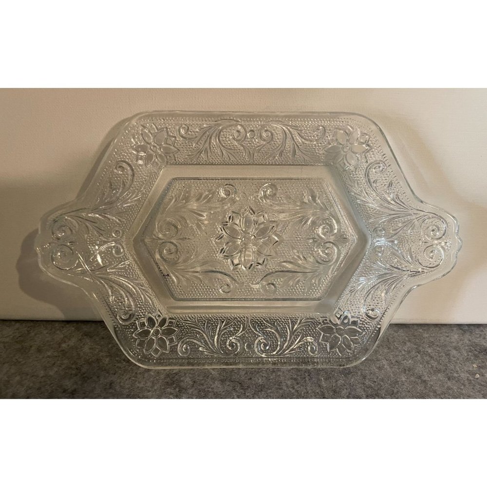 Vintage Indiana glass Tierra Glass Tray  9.25" By  5.75"  # 1746